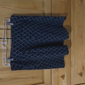 LOFT Black and White Diamond A-Line Skirt